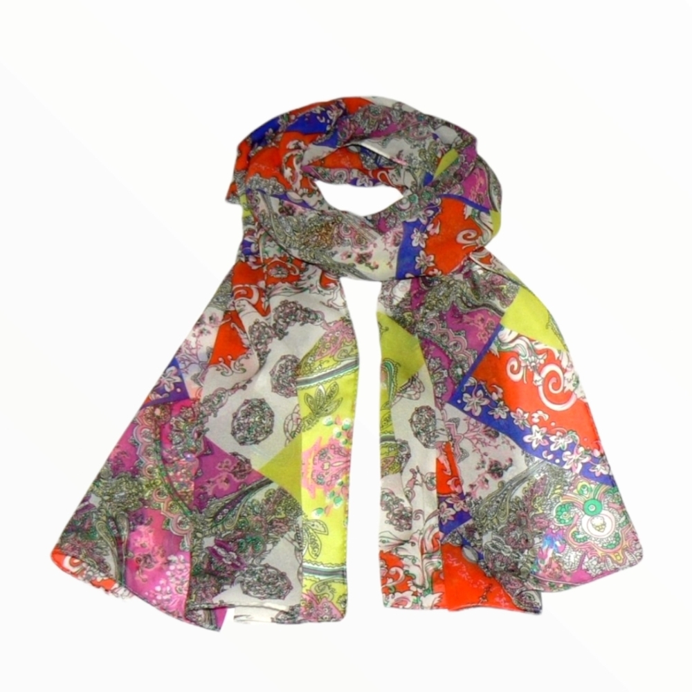 Multi Color 18" x 62" Long Chiffon Women's Scarf - Picture 1 of 7